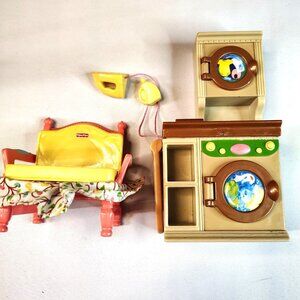 Fisher-Price My Loving Family Dollhouse Chair & Laundry Set & Washer/Dryer 2005
